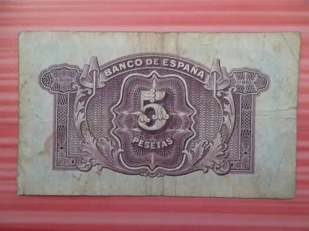 Испания, 5 песет, 1935,  С ЛИТЕРОЙ, фотография 2