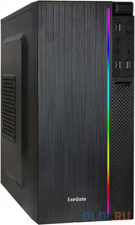 Корпус microatx exegate mevo-9302-rgb без бп чёрный, фотография 1