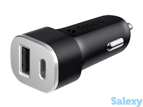 Автомобильное зарядное устройство deppa ultra usb - usb type-c 4.8a (11288). черный, фотография 1