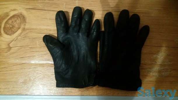 Перчатки мужские кожаные зимние черные размер 10,5, фотография 1