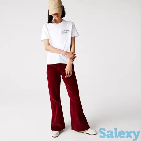 Женская хлопковая футболка lacoste с круглым вырезом, фотография 1