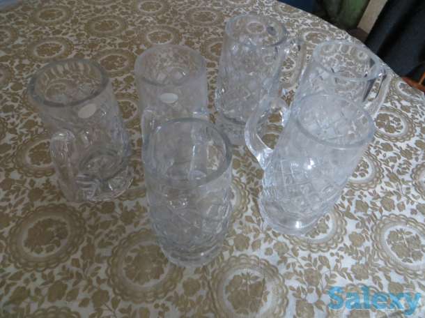 Кружки пивные 6 штук из хрусталя новые, фотография 1