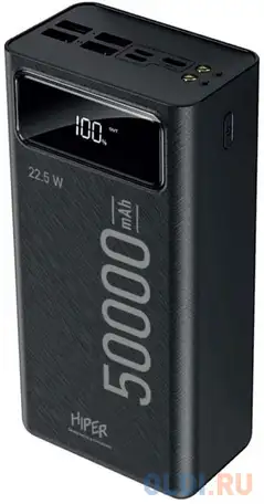 Внешний аккумулятор power bank hiper delta 50000 черный, фотография 1