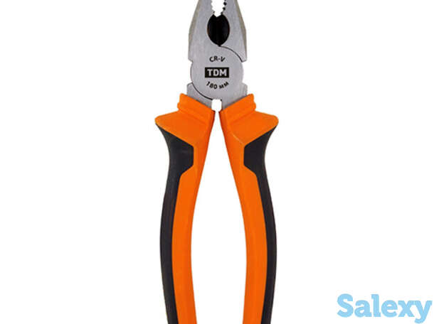 Пассатижи (плоскогубцы) с двухкомпонентными рукоятками  cr-v сталь 180 мм алмаз tdm, фотография 1