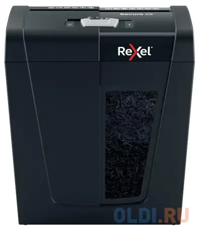 Шредер rexel secure x8 eu черный (секр.p-4)/фрагменты/8лист./14лтр./скрепки/скобы, фотография 1