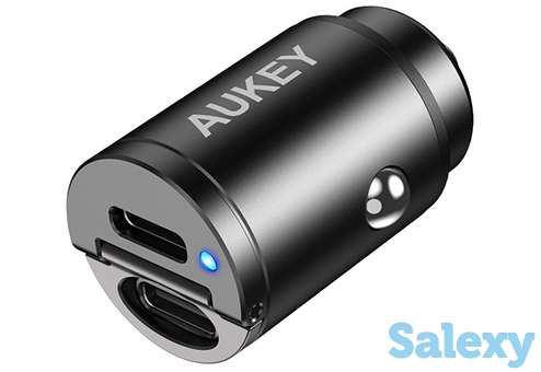 Автомобильное зарядное устройство aukey dual usb-c 30w cc-a4. черный, фотография 2