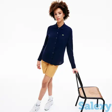 Женская рубашка-поло lacoste из мягкого хлопка стандартного кроя, фотография 1