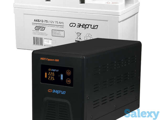 Комплект ибп инвертор энергия гарант 500 + аккумулятор 75 ач, фотография 1