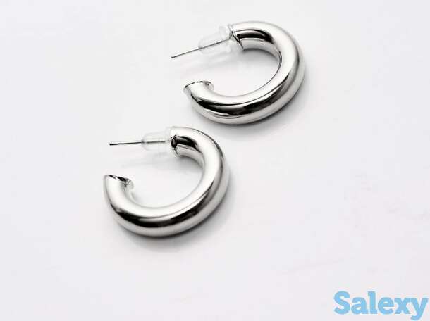 Серебристые серьги-кольца, фотография 1