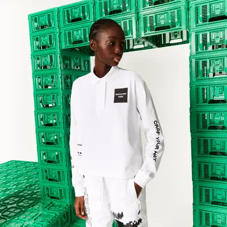 Женское поло lacoste l!ve x minecraft oversize fit, фотография 1