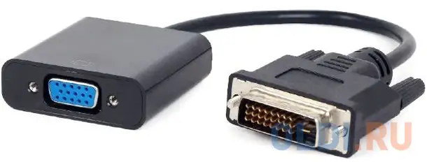 Переходник dvi-d-vga digital cablexpert a-dvid-vgaf-01, 25m/15f, длина кабеля 0,2м, черный, пакет, фотография 1