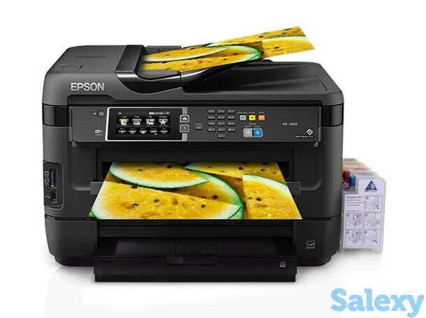 Мфу epson workforce wf-7620 refurbished by epson с снпч и чернилами, фотография 1