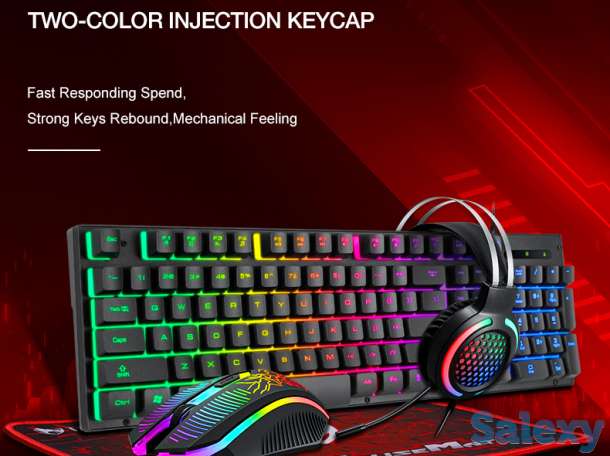 Игровой набор(клавиатура, мышь, наушник + коврик), фотография 1