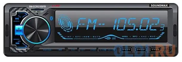 Автомагнитола soundmax sm-ccr3182fb 1din 4x40вт, фотография 1