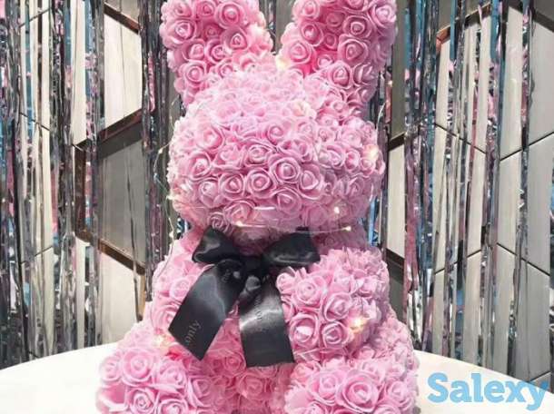 Зайчики, собаки и мишка из роз 3д подарки на 14 февраля, фотография 1