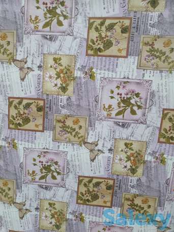 Сиреневая скатерть клеенка в стиле винтаж поле бабочки, качество, фотография 5