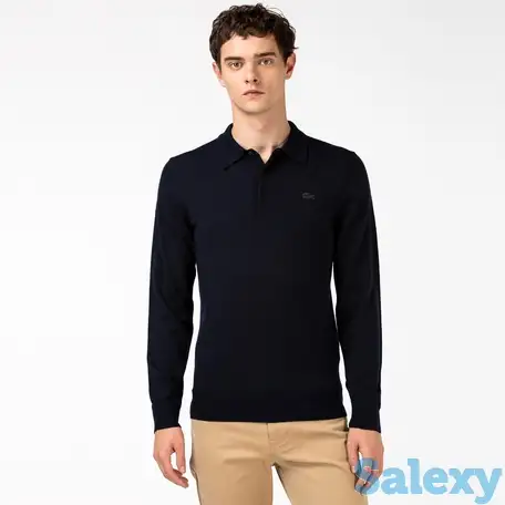 Мужской свитер lacoste с воротником-поло из шерсти мериноса, фотография 1