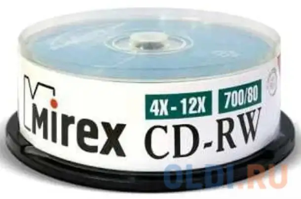 Диск cd-rw mirex 700 mb, 12х, cake box (25), (25/300) ul121002a8m, фотография 1