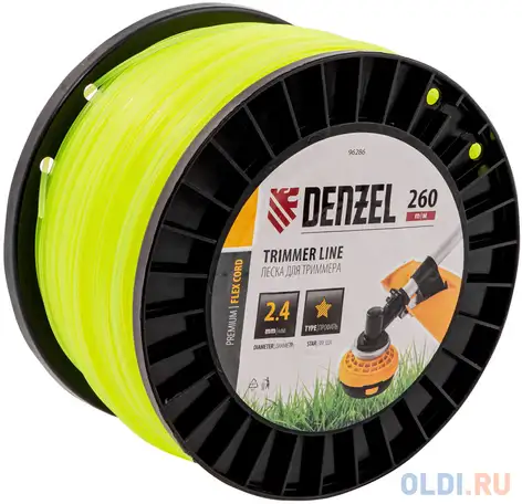 Леска для триммера звезда, 2,4мм х 260м, на din катушке flex, фотография 1