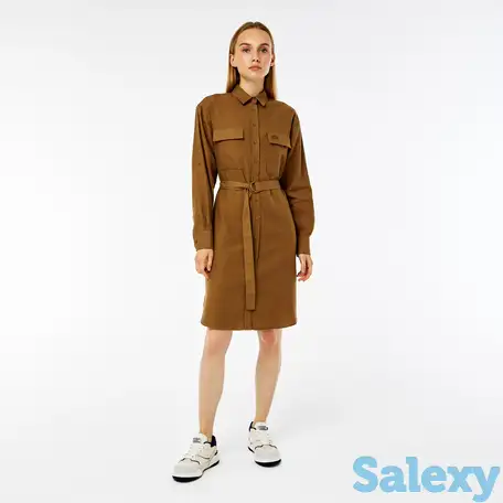 Платье lacoste regular fit с длинными рукавами и поясом, фотография 1