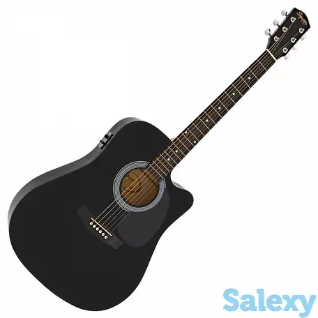 Электро-акустическая гитара fender squier sa-105ce dreadnout black, фотография 1
