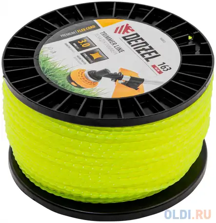 Леска для триммера витой квадрат, 3,0мм х 163м, на din катушке, фотография 1
