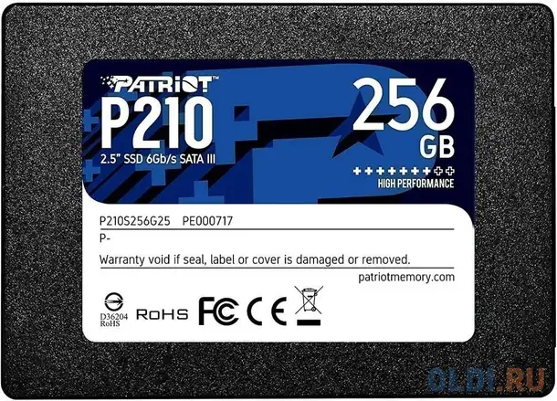 Ssd накопитель patriot p210 256 gb sata-iii, фотография 1