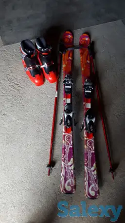 Десткие лыжи комплект с ботинками и палками, производство Италия, фотография 4