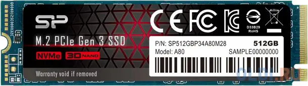 Ssd накопитель silicon power p34a80 512 gb pci-e 3.0 x4, фотография 1