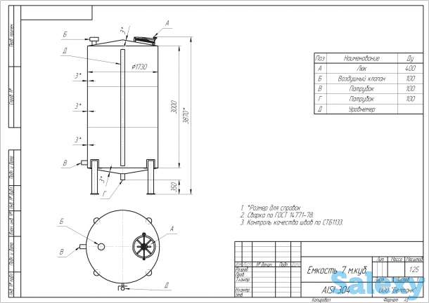 Емкость нержавеющая вертикальная 7 м3, фотография 1