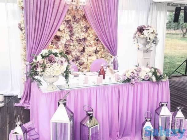 Оформление стола молодоженов, свадьбы, президиум, фотография 5