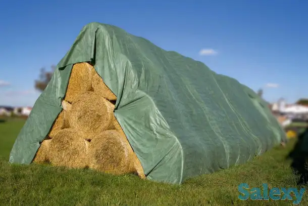 Тент готовый Тарпаулин (полипропилен) 120г зеленый/серебро 4х6м, фотография 1