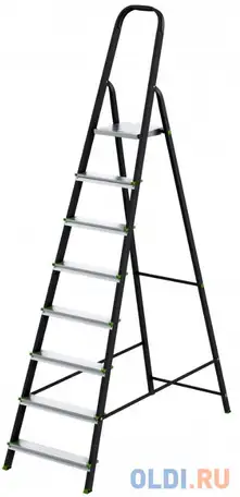 Стремянка, 8 ступеней, стальной профиль, алюминиевые ступени, россия // сибртех, фотография 1