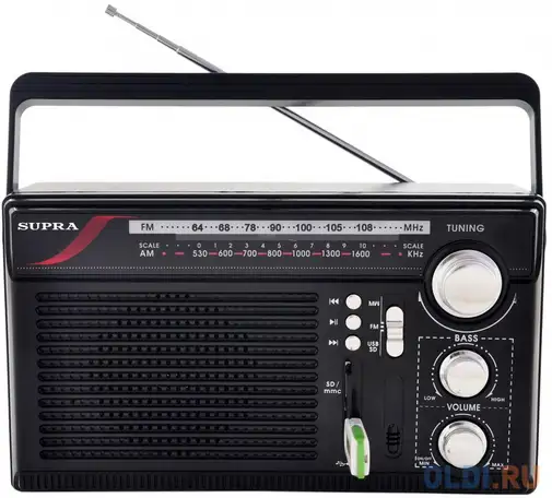Радиоприемник портативный supra st-33u черный usb sd, фотография 1