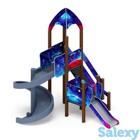 Детский игровой комплекс «космопорт (космос) (винтовой скат)» дик 2.14.04-02 н=750, h=2000, фотография 1