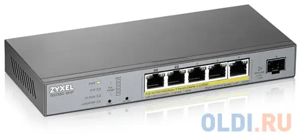 Коммутатор zyxel gs1350-6hp-eu0101f 6g 1sfp 4poe+ 60w управляемый, фотография 1