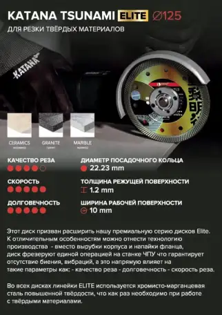 Алмазный отрезной диск-KATANA TSUNAMI ELITE, фотография 2