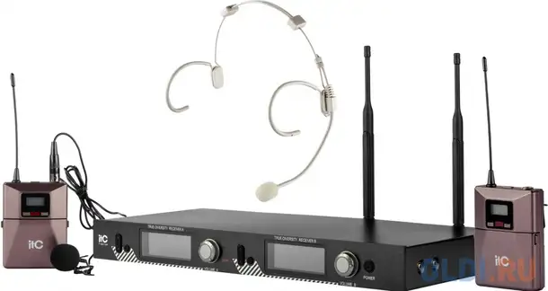 Радиосистема [t-521uw] itc, uhf двухканальная радиосистема с головным и петличным микрофонами., фотография 1