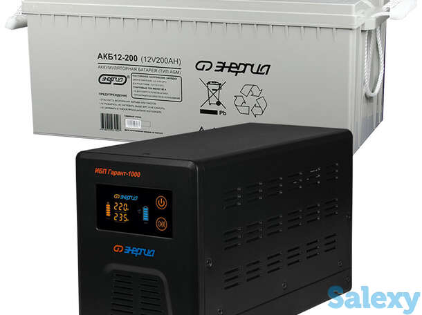 Комплект ибп инвертор энергия гарант 1000 + аккумулятор 200 ач, фотография 1