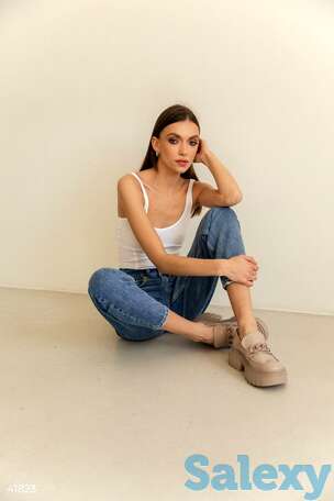 Бежевые туфли-оксфорды из натуральной кожи, фотография 1