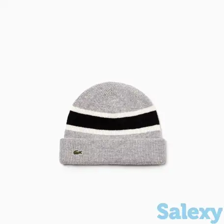 Мужская шерстяная шапка lacoste  в контрастную полоску, фотография 1