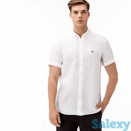 Мужская льняная рубашка lacoste slim fit, фотография 1