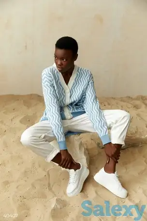 Голубой кардиган в белую полоску, фотография 1