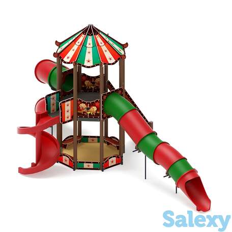 Детский игровой комплекс «карнавал» (шапито) дик 2.22.01-01 h=2000 винтовой скат горка-труба, фотография 1