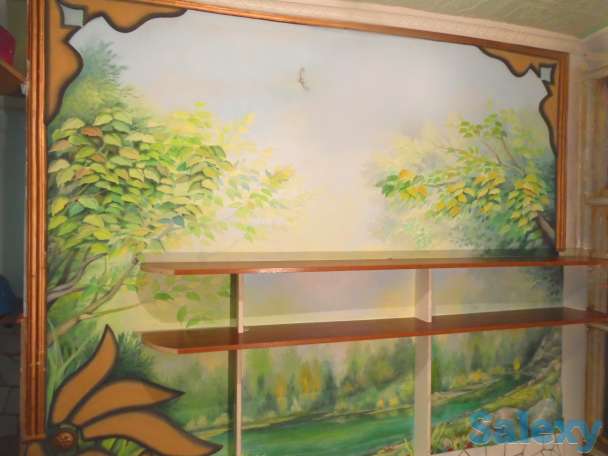 Художественная раскраска и роспись стен. Фальш : окно , камин., фотография 9