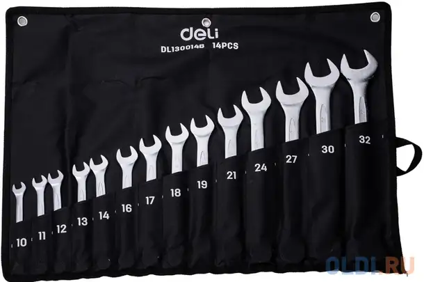 Набор комбинированных гаечных ключей 14 шт deli dl130014b спецификация: 10 мм,, фотография 1