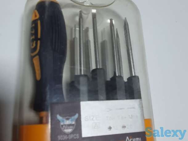 Отвертка в наборе с насадками 9 предметов, отличное качество, фотография 1