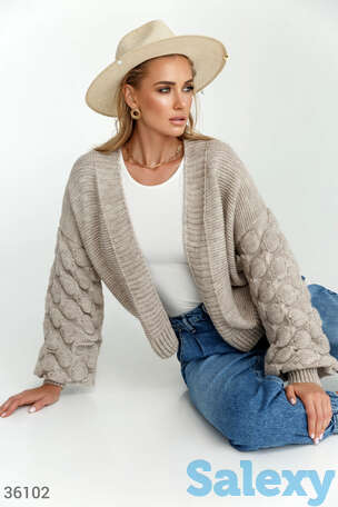 Укороченный кардиган с объемными рукавами, фотография 1