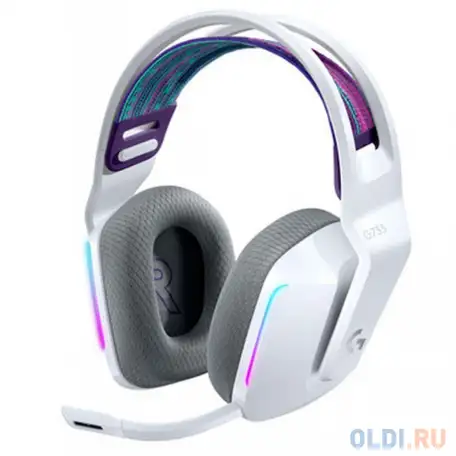 Игровая гарнитура беспроводная logitech g733 wireless rgb gaming headset белый 981-000883, фотография 1