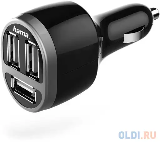 Автомобильное зар./устр. hama h-173603 2.1a+2.1a+1a универсальное черный (00173603), фотография 1